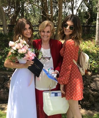 Olivia Jade with sister Bella and grandmother on graduation from high school
