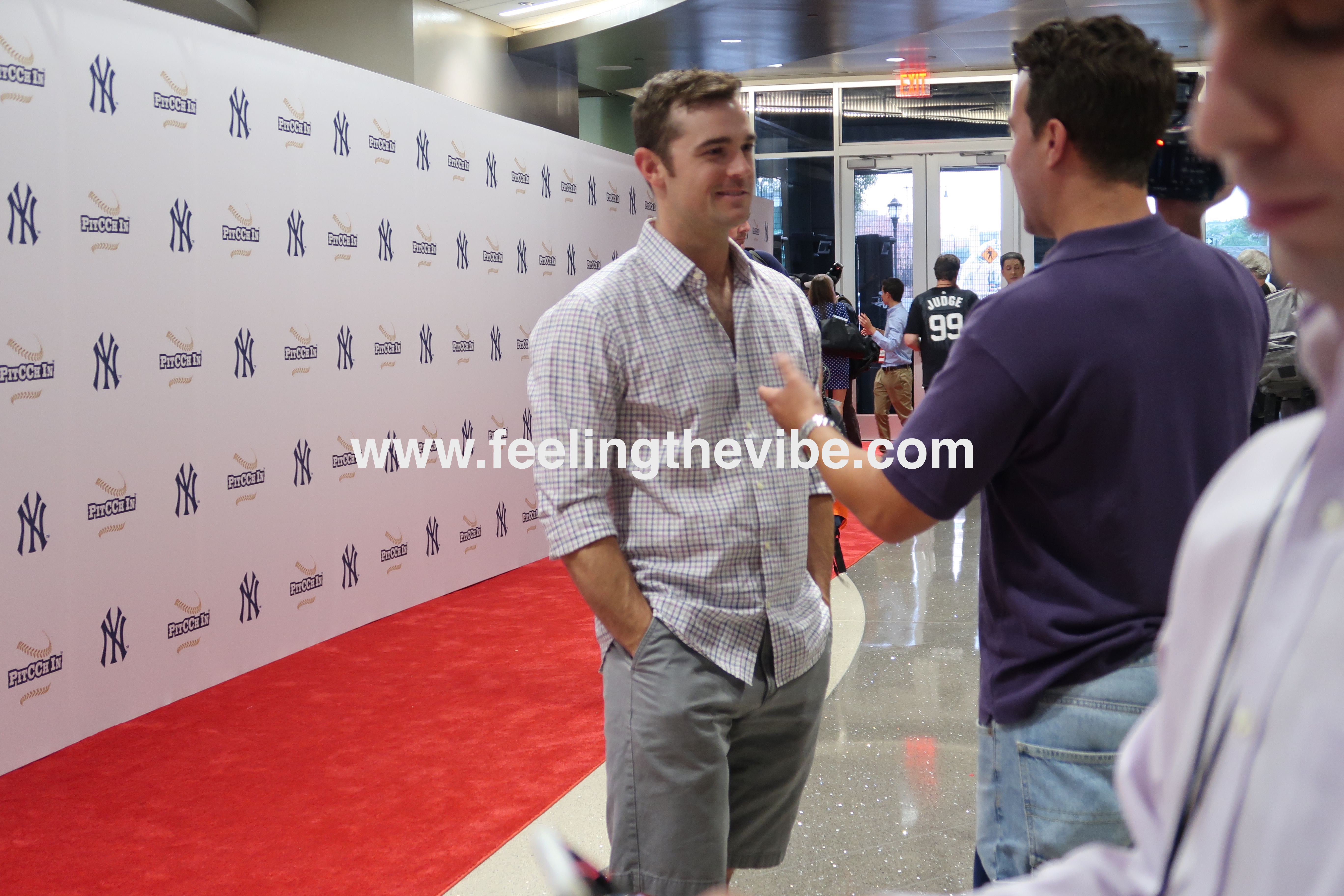 Pitcher, David Robertson at CC Sabathia's Charity Softball Game Being Interviewed