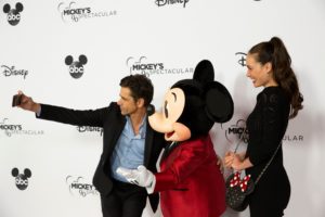 Mickey Mouse, John Stamos and Caitlin McHugh at Mickey's 90th Spectacular