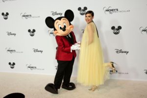 Sofia Carson with Mickey Mouse at Mickey's 90th Spectacular