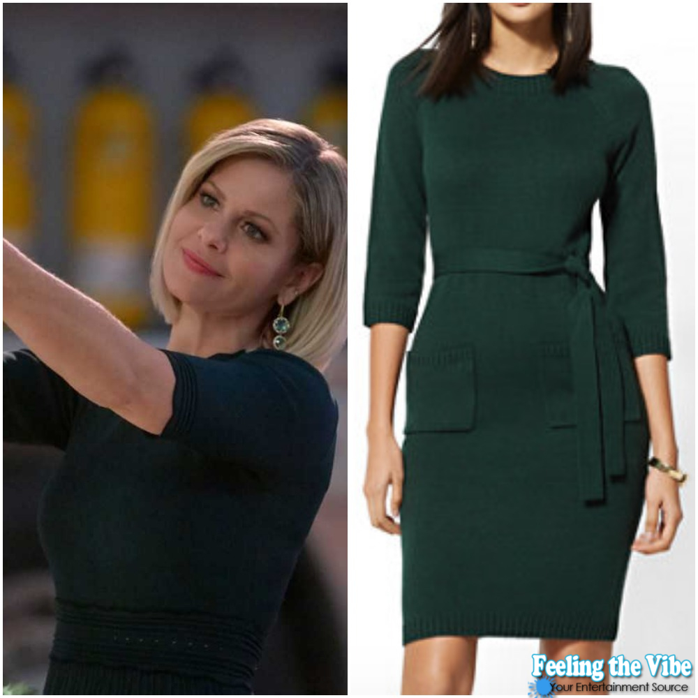 Candace Cameron Bure's Green Sweater Dress from 'A Shoe Addict's Christmas'