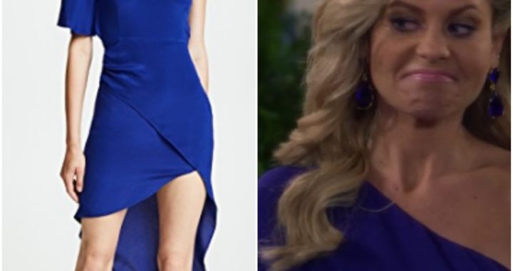 Blue one shouldered dress on Candace Cameron from 'Fuller House'