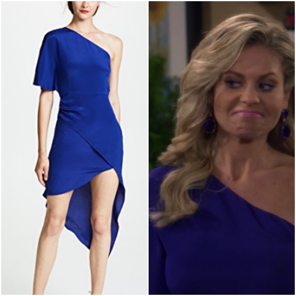 Blue one shouldered dress on Candace Cameron from 'Fuller House'