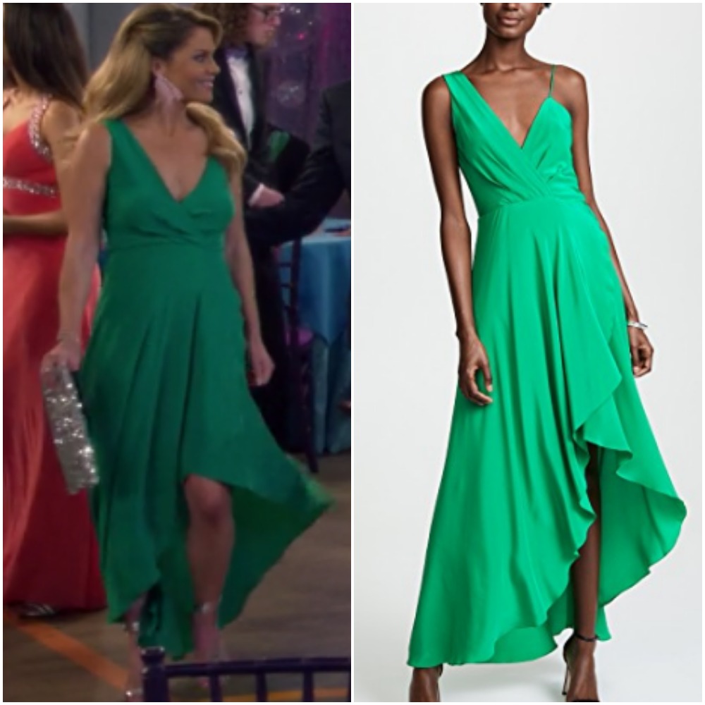 Candace Cameron wearing a green prom dress on 'Fuller House'