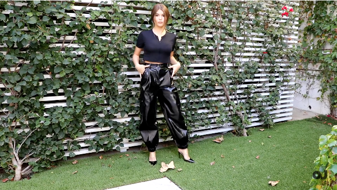 BLACK CROP TOP AND LEATHER PANTS - OLIVIA JADE X PRINCESS POLLY