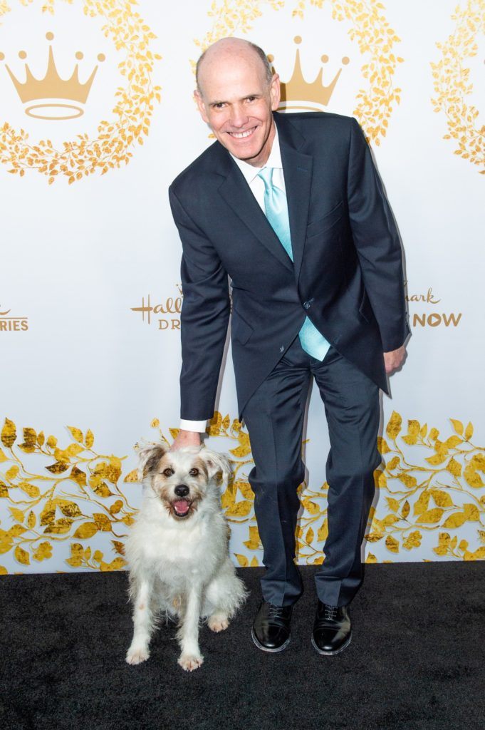 Happy the Dog and Bill Abbott at the 2019 Hallmark Channel TCA's