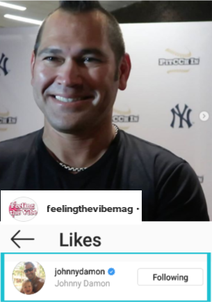 Johnny Damon Feeling the Vibe Instagram