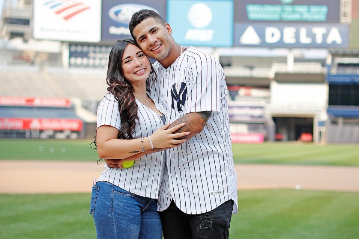Gleyber Torres and Wife Elizabeth at Yankee Stadium