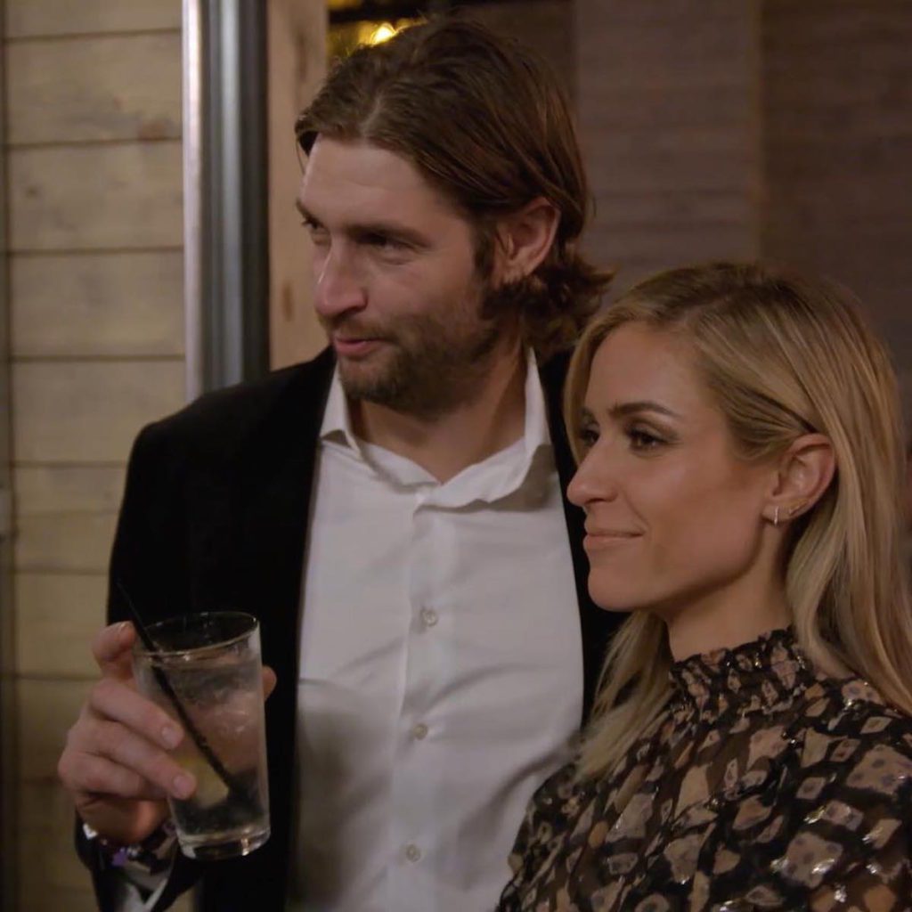 Kristin Cavallari (with Jay Cutler) in Navy Golden Sparkle Dress