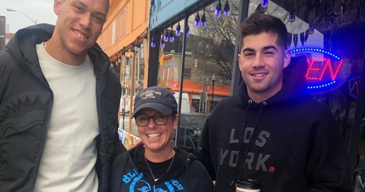 Tyler Wade and Aaron Judge with Fan in Baltimore 2019