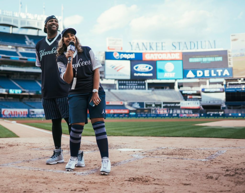 CC Sabathia and Amber Sabathia at CC Sabathia's Charity Softball Game