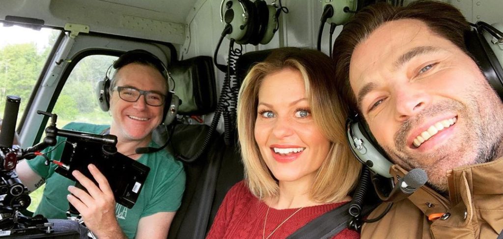 Candace Cameron Takes Helicopter Ride with Tim Rozon for ‘Christmas Town’ Hallmark Channel Movie