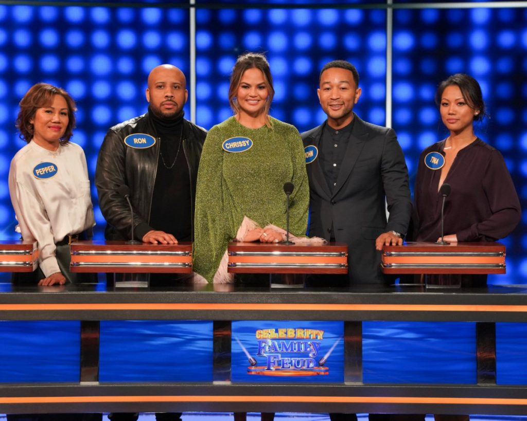 Chrissy Tiegen and John Legend on Celebrity Family Feud 2019