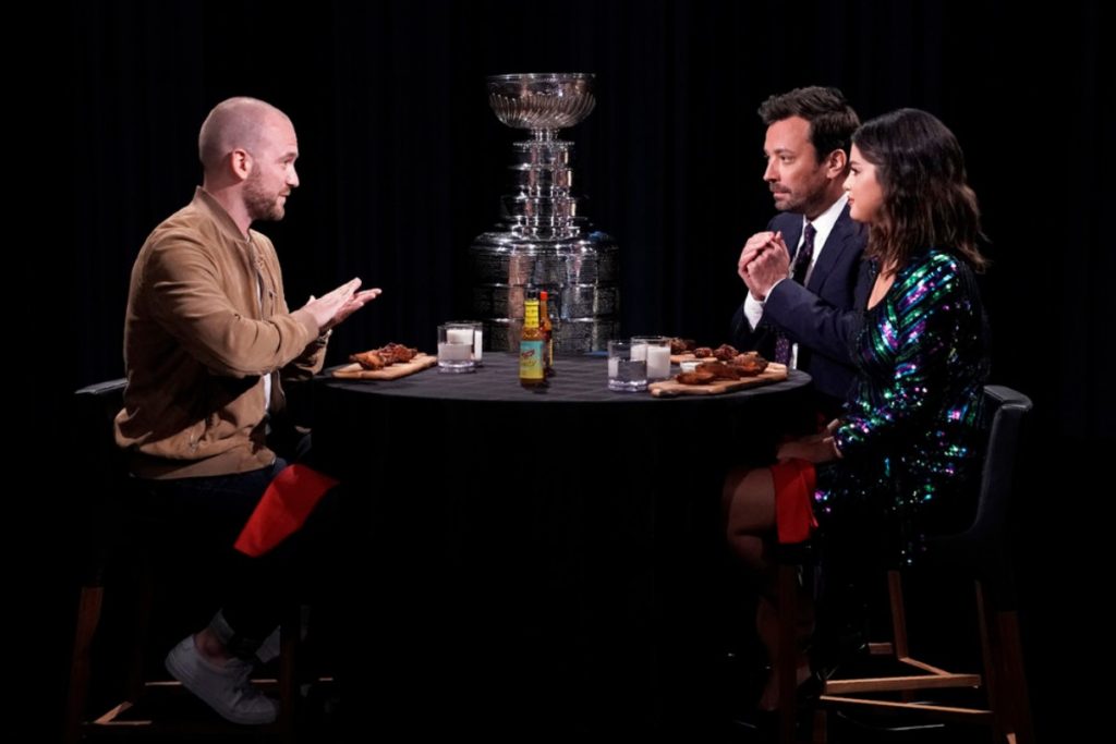 Selena Gomez and Jimmy Fallon try hot salsa on The Tonight Show - June 2019