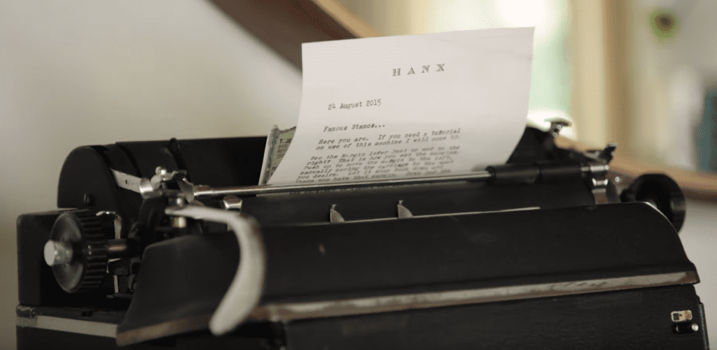 Tom Hanks typewriter gift to John Stamos in John Stamos house