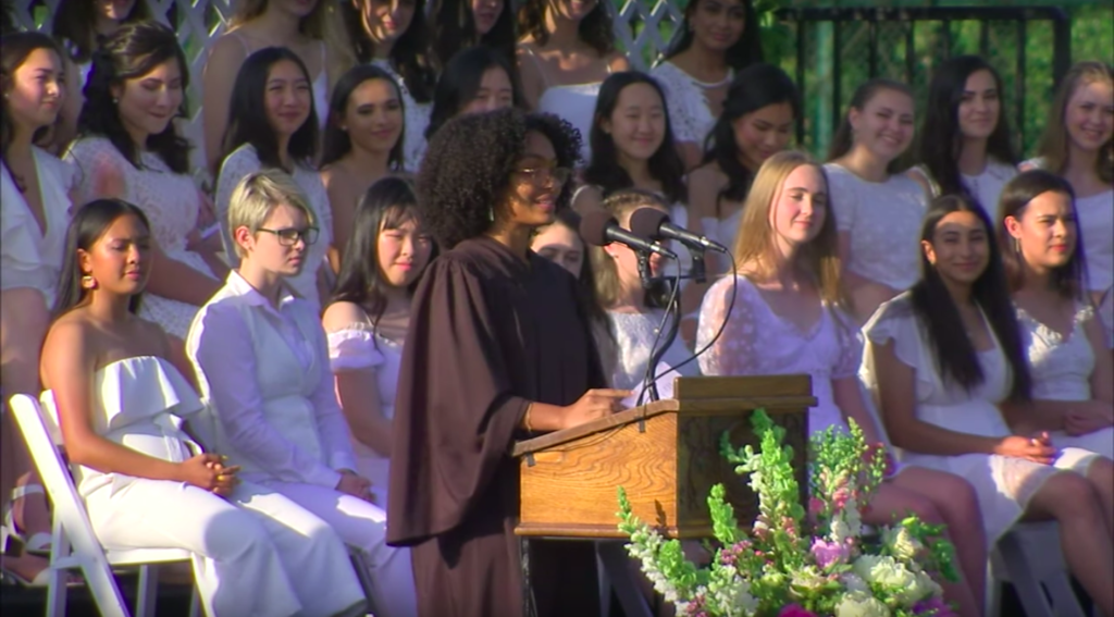 Yara Shahidi speaking at the Westridge School 2019