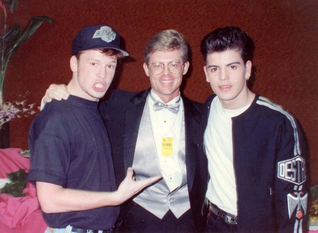 Donnie Wahlberg and Jordan Knight at the 1990 Grammys