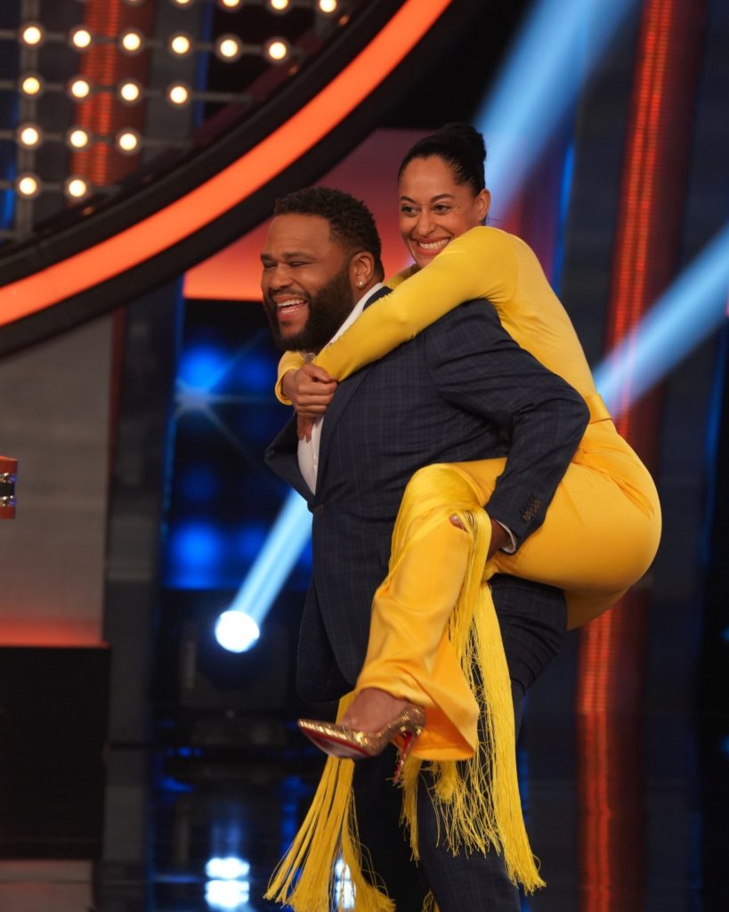 Tracee Ellis Ross Jumps on Back of Anthony Anderson on Celebrity Family Feud