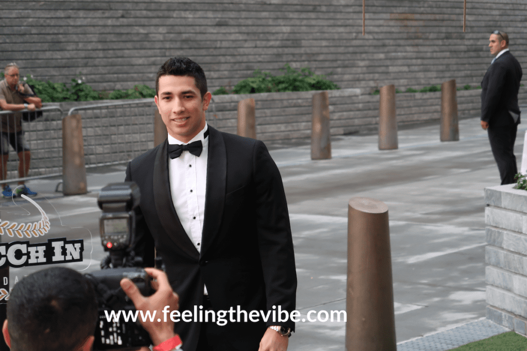 Luis Cessa, pitcher for the New York Yankees at the red carpet for the Legaccy Pitcchin Foundation.