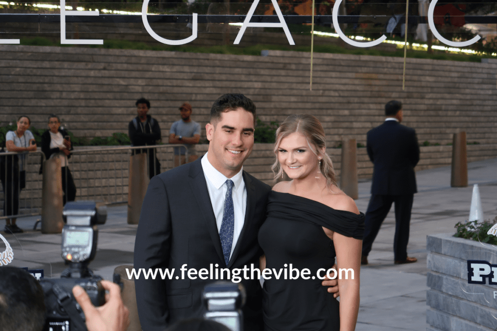 Mike Tauchman and wife Eileen at the CC Sabathia Gala 2019