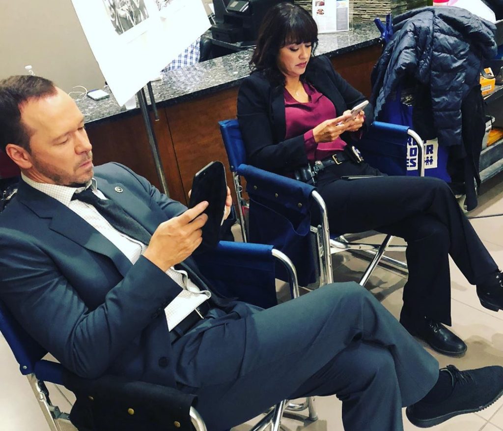 Donnie Wahlberg and Marisa Ramirez on 'Blue Bloods' Set Season 10