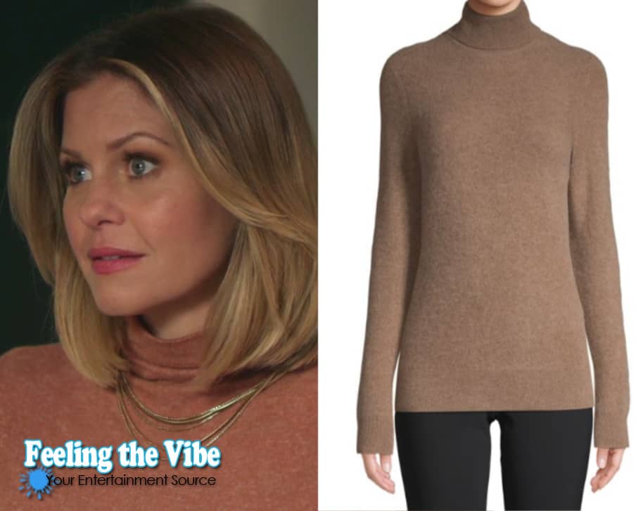 Candace Cameron's cashmere brown sweater in 'Christmas Town' on Hallmark