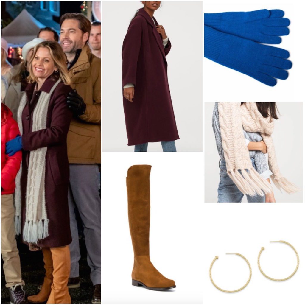 Candace Cameron Bure, 'Christmas Town' Burgundy Coat Look