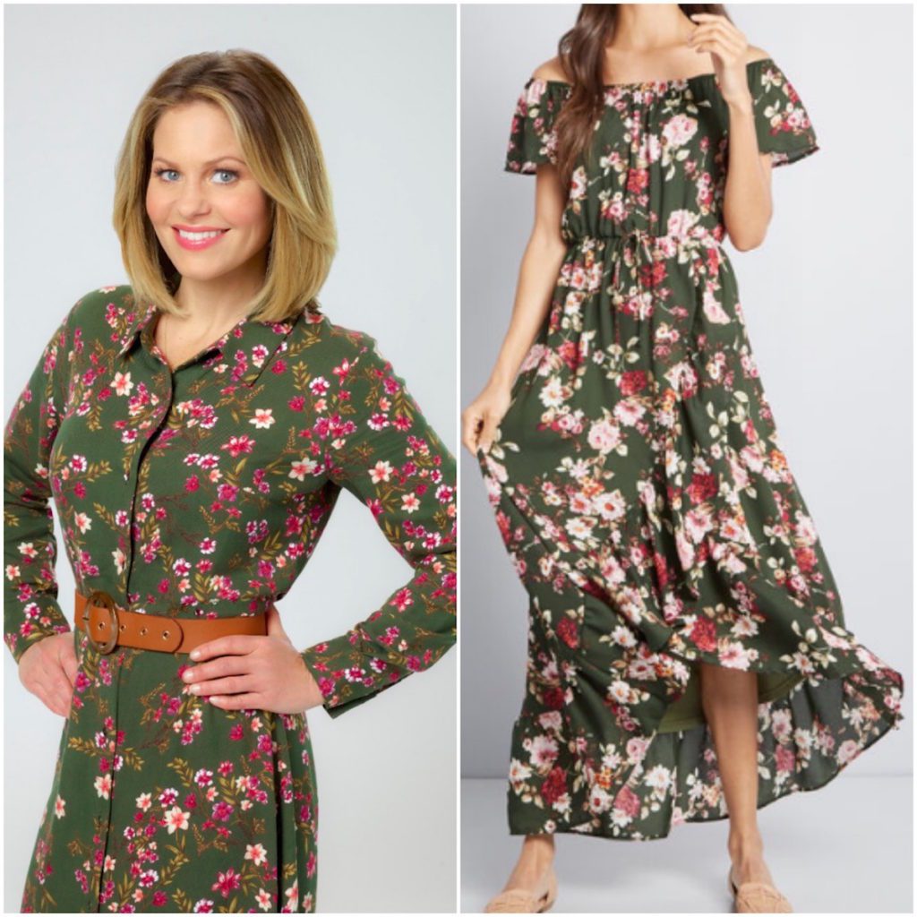 Candace Cameron Bure, 'Christmas Town' Olive Green Floral Dress