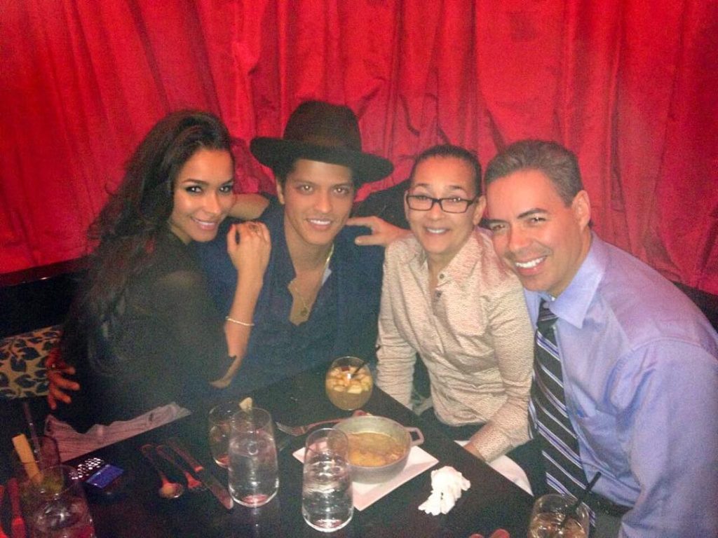 Jessica Caban, Bruno Mars, and parents 