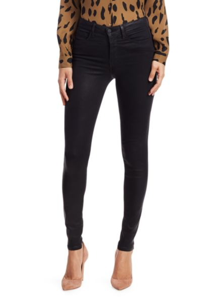 high rise coated jeans