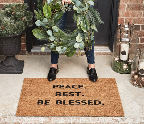 Candace Cameron Bure's Peace, Rest and Be blessed doormat for sale.