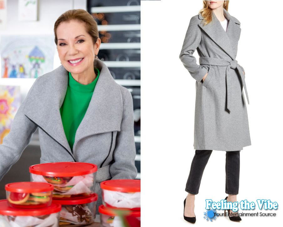 Kathie Lee Gifford in gray winter coat in Godwink Christmas movie