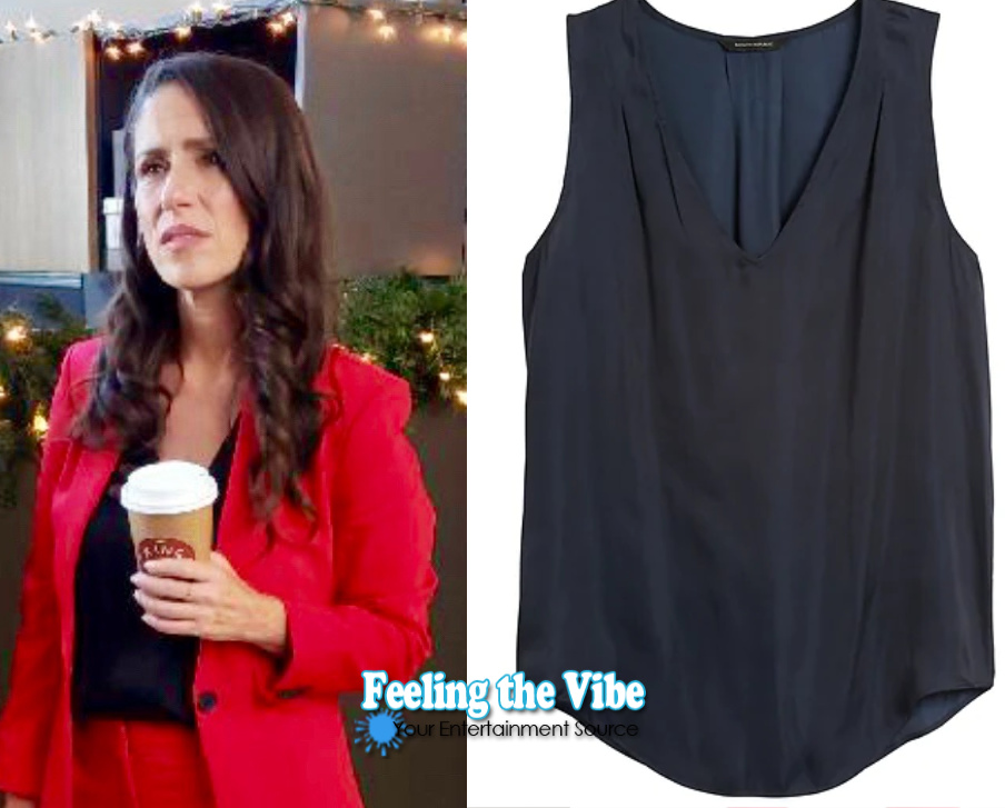 Black blouse on Soleil Moon Frye for Staging Christmas on Lifetime