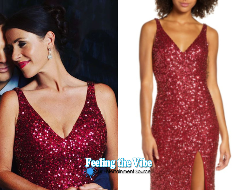 Soleil Moon Frye red sparkly dress from Staging Christmas