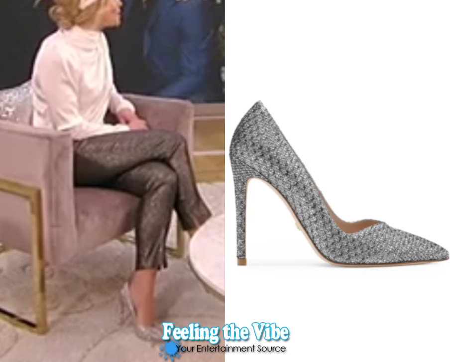 Candace Cameron wearing silver heels on the Tamron Hall Show