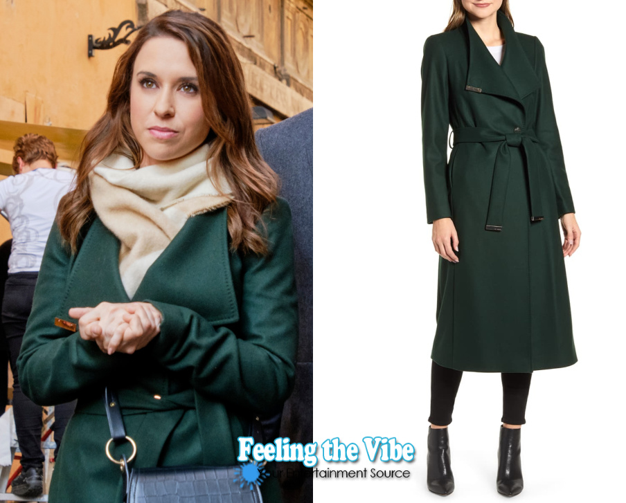 Lacey in dark green coat from Christmas in Rome