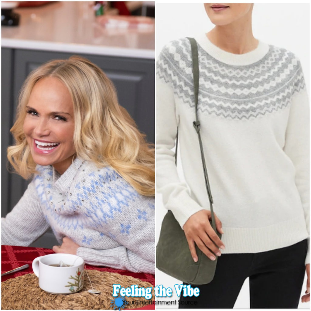 Silver and white fair isle sweater on Kristin Chenoweth in Christmas Love Story