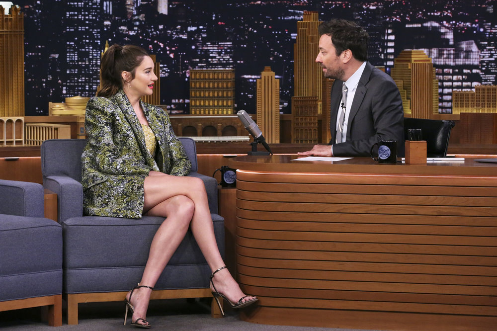 Actress Shailene Woodley during an interview with host Jimmy Fallon on June 10, 2019