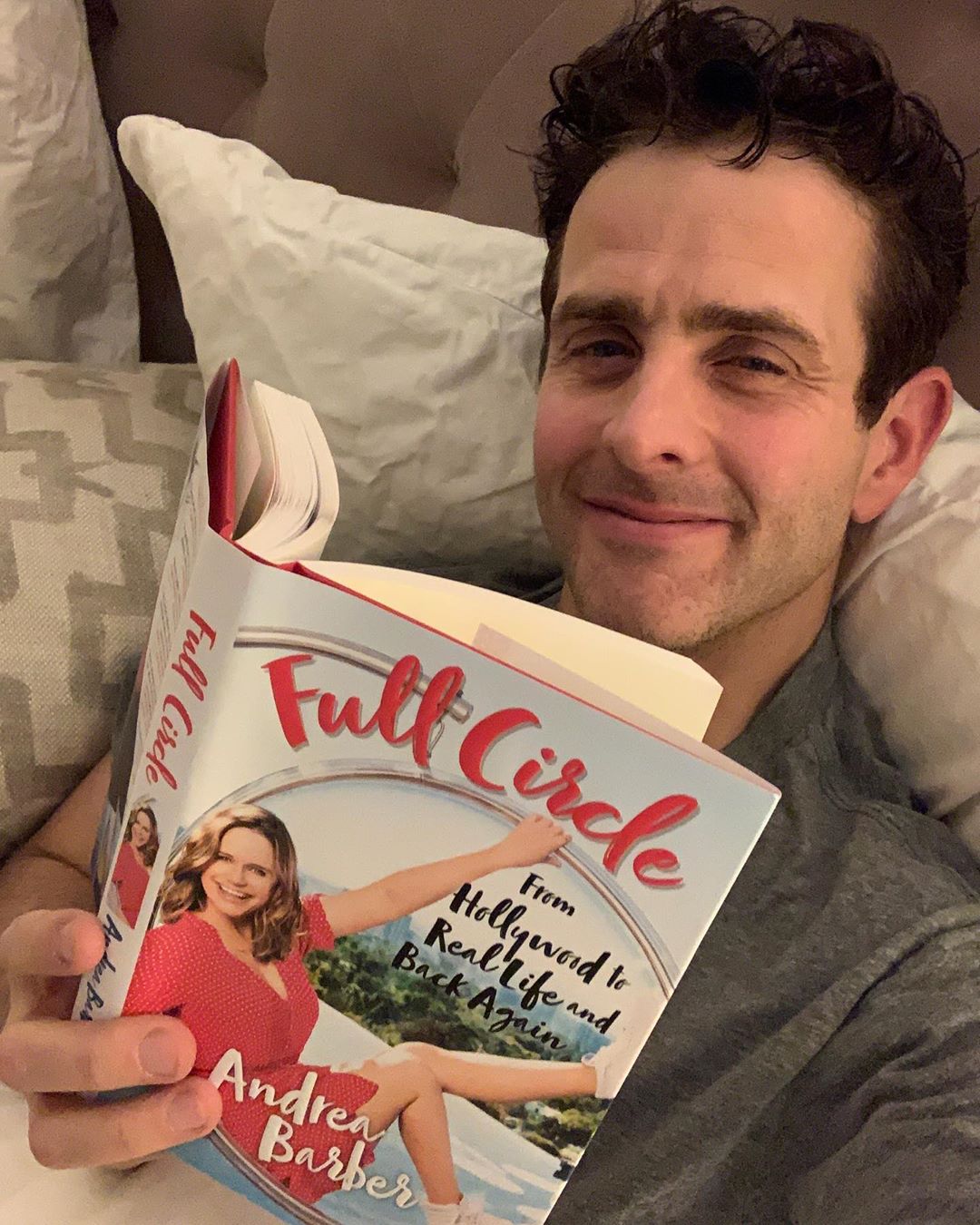 Joey McIntyre reading Andrea Barber's new book