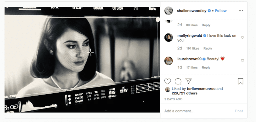 Molly Ringwald comments on Shailene Woodley's Instagram photo