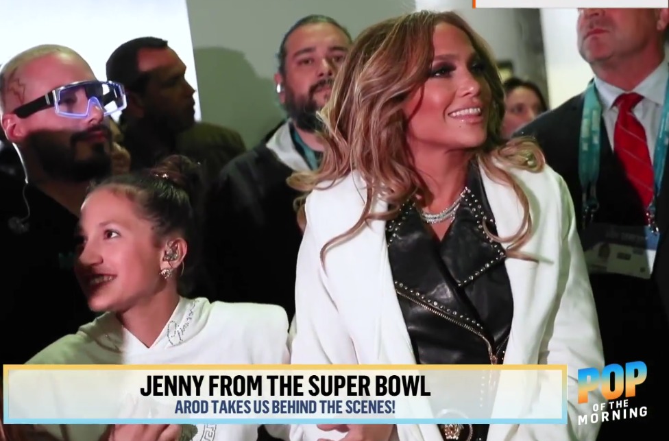 JLo and daughter Emme at the Super Bowl LIV
