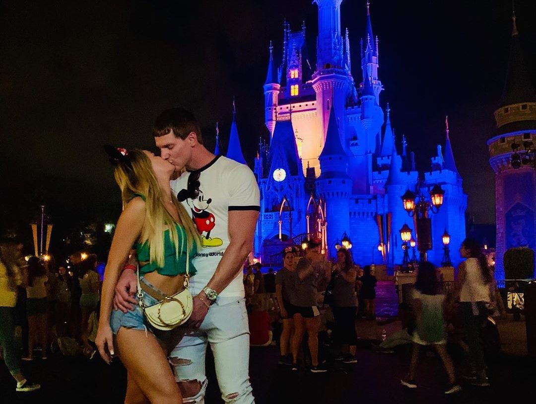 Juliette Porter and Sam Logan Kiss at Disney World