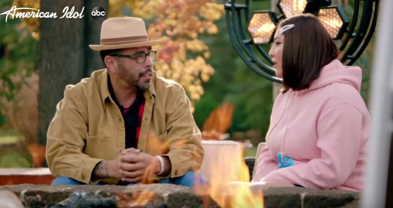 Demi Rae with her father on American Idol