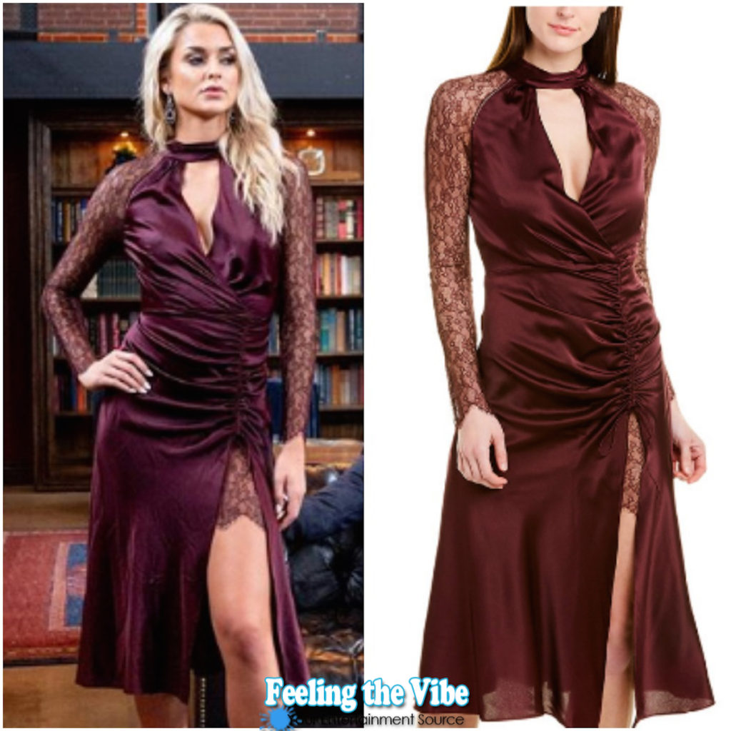 Kelsey Owens burgundy lace gown