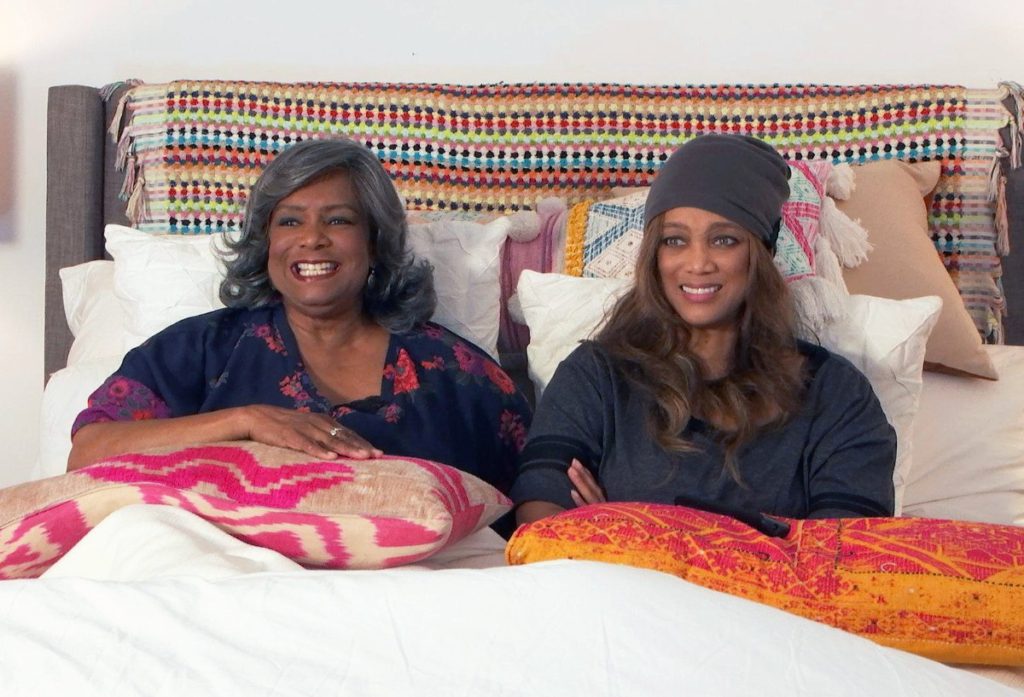 Tyra Banks and her mother on Celebrity Watch Party