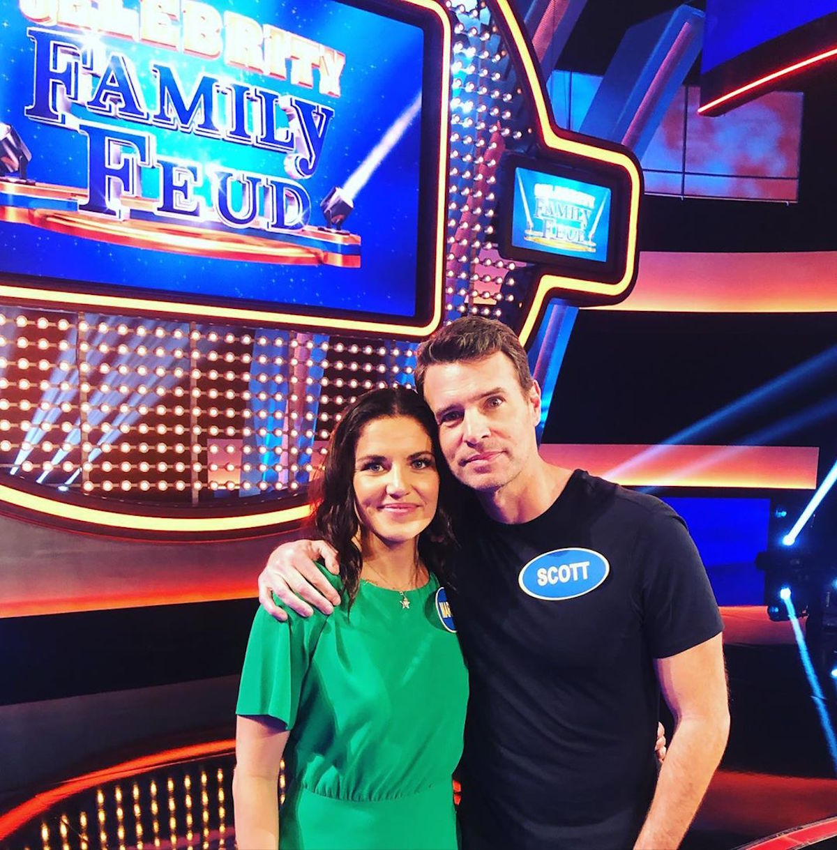 Scott Foley and wife, Marika, on Celebrity Family Feud