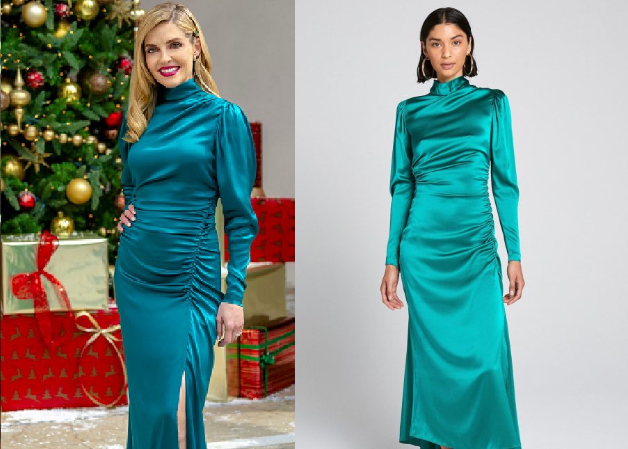 Jen Lilley in Blue Silk Dress 2020 Miracles of Christmas Special