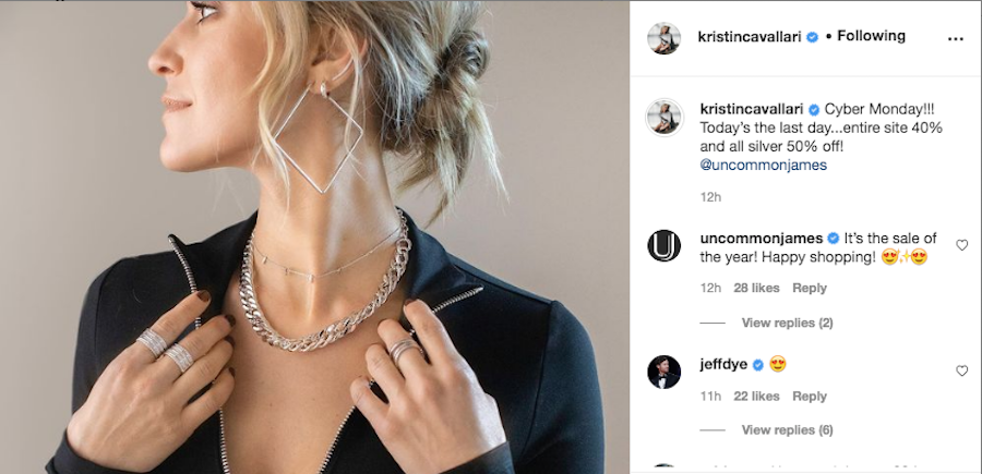 Jeff Dye comment on Kristin Cavallari's IG