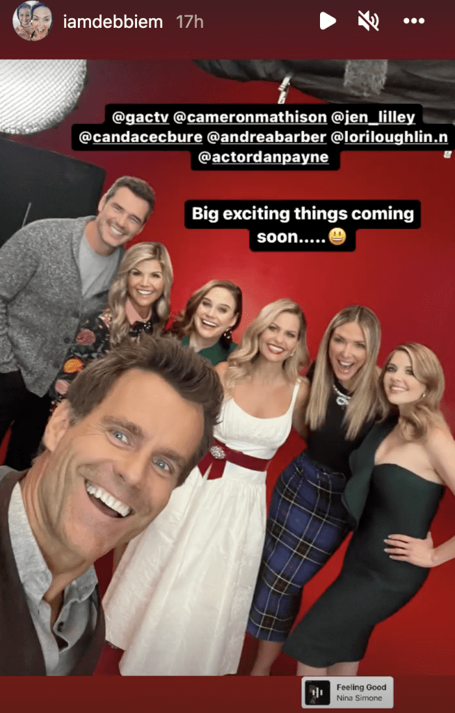 Dan Payne, Lori Loughlin, Andrea Barber, Candace Cameron Bure, Debbie Matenopoulos, Jen Lilley and Cameron Mathison at GAC photo shoot 2022