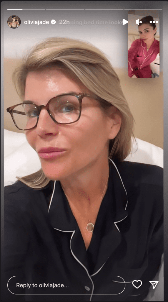 Lori Loughlin and Olivia Jade facetime in pajamas